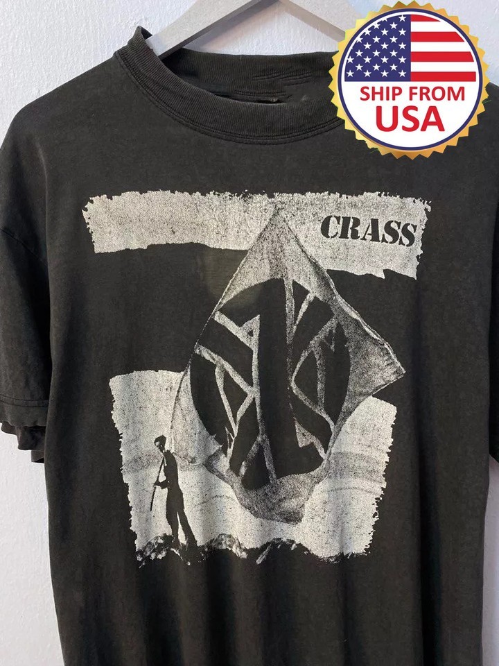 Rare Crass band basic black Unisex T shirt short sleeve tee Reprint LN7385