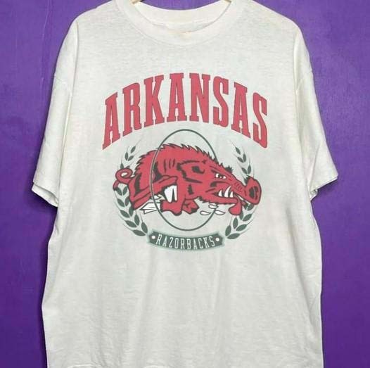 Vintage 90s Arkansas Razorbacks Football T-Shirt Retro NCAA Shirt