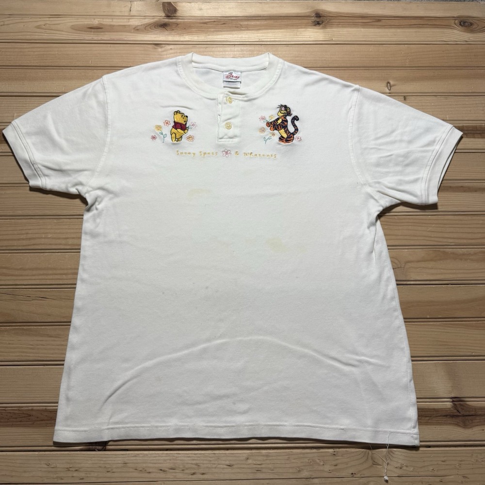 Vintage 90s Disney Winnie The Pooh Tigger Flowers Embroidered Shirt Size Medium