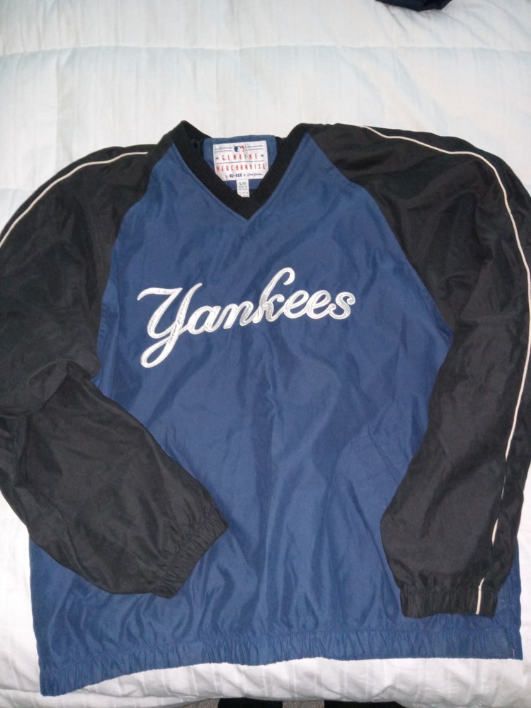 VINTAGE GENUINE MERCHANDISE NY YANKEES PULLOVER WINDBREAKER JACKET L