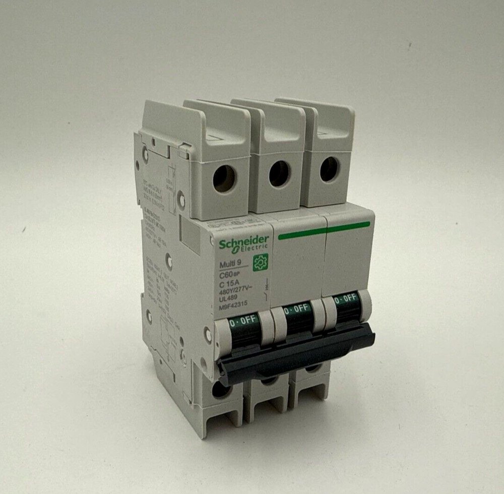 Schneider M9F42315 Miniature Circuit Breaker 15A 3P 480/277V Multi9 C60BP