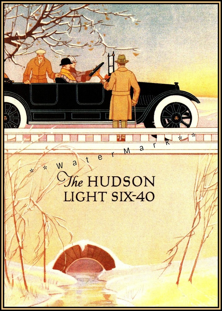 1915 Hudson Light Six-40 Classic Car Retro Vintage Poster Print