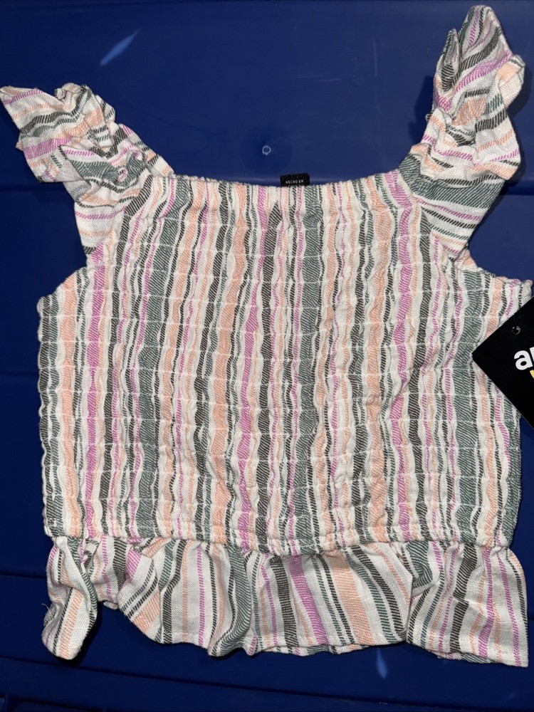 Art Class Smocked Stripe Peplum Tank Top Girls Size Small 6/6X  Sleeveless