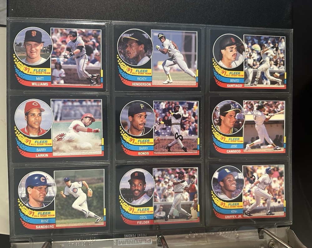 '91 Fleer Baseball All Star Team 10 Card Set - Clemans Griffey Henderson Bonds +