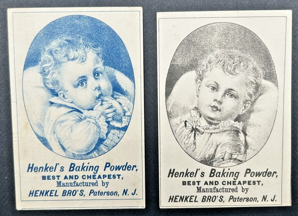 Two Victorian Trade Cards Henkel's Baking Powder Paterson, New Jersey