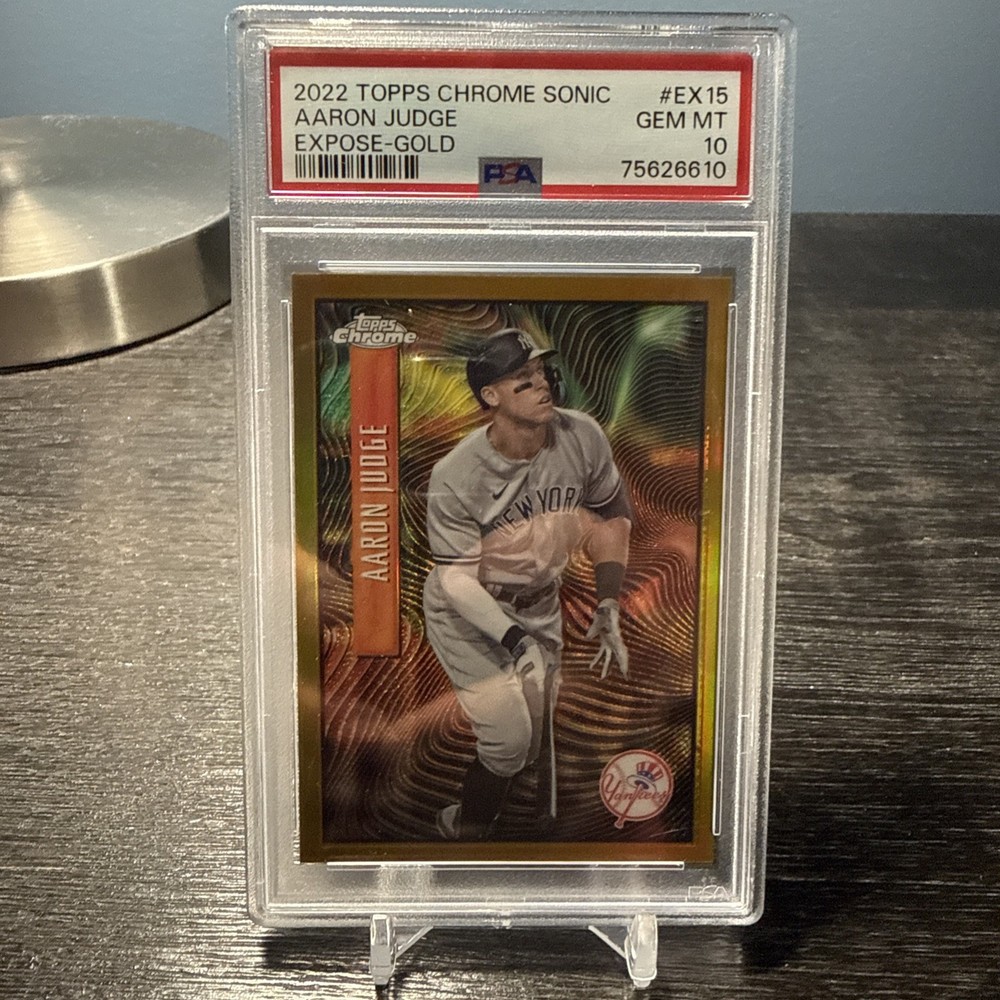 2022 Topps Chrome Sonic AARON JUDGE GOLD REFRACTOR EXPOSE /50 PSA  10 YANKEES