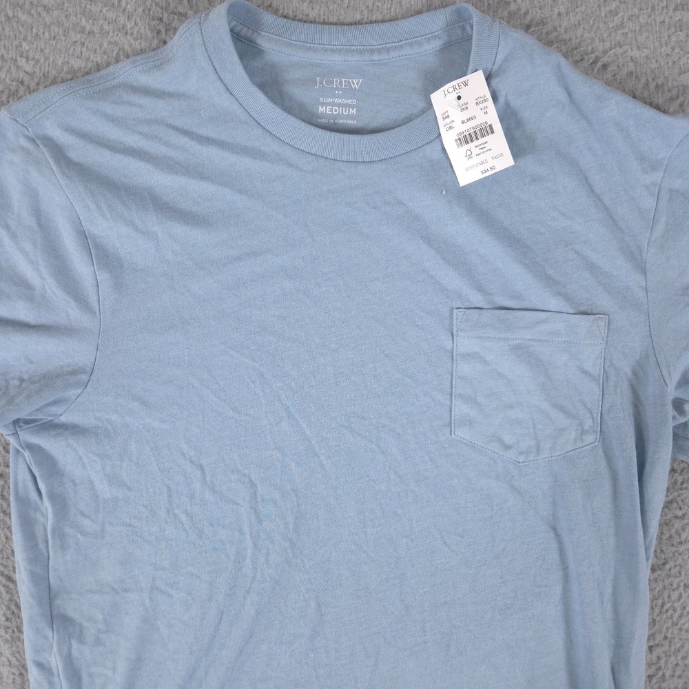 J Crew Shirt Men Medium Blue Slim-Washed Jersey Pocket Top Casual Office NEW $35