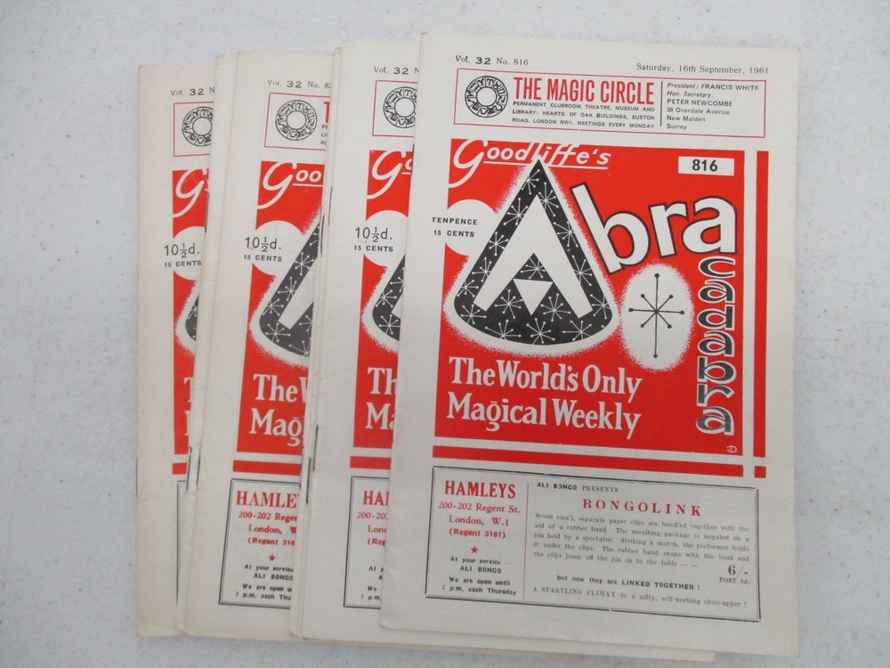 LOT OF 8 GOODLIFFE'S ABRACADABRA MAGIC MAGAZINE VOLUME 32 #'s 816-831 FROM 1961-image