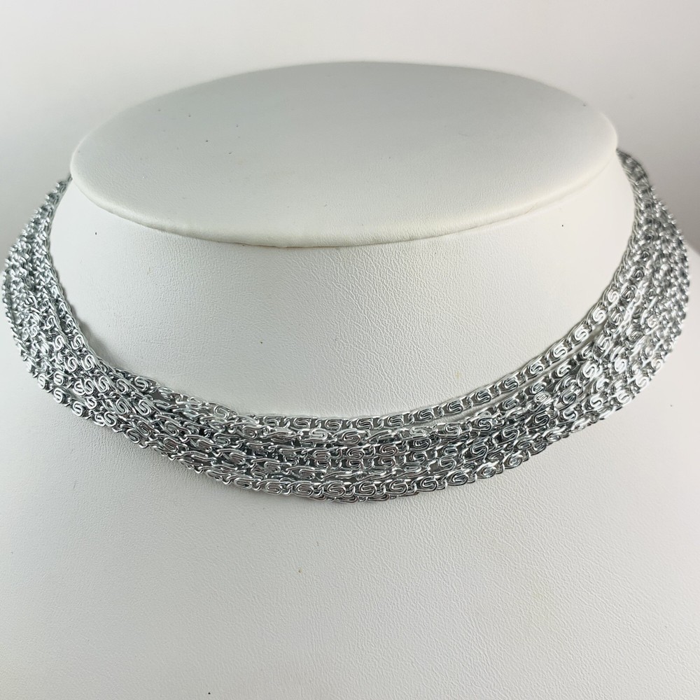 Vintage SARAH COVENTRY Signed Silver Tone Light Weight Multi Chain Necklace 15