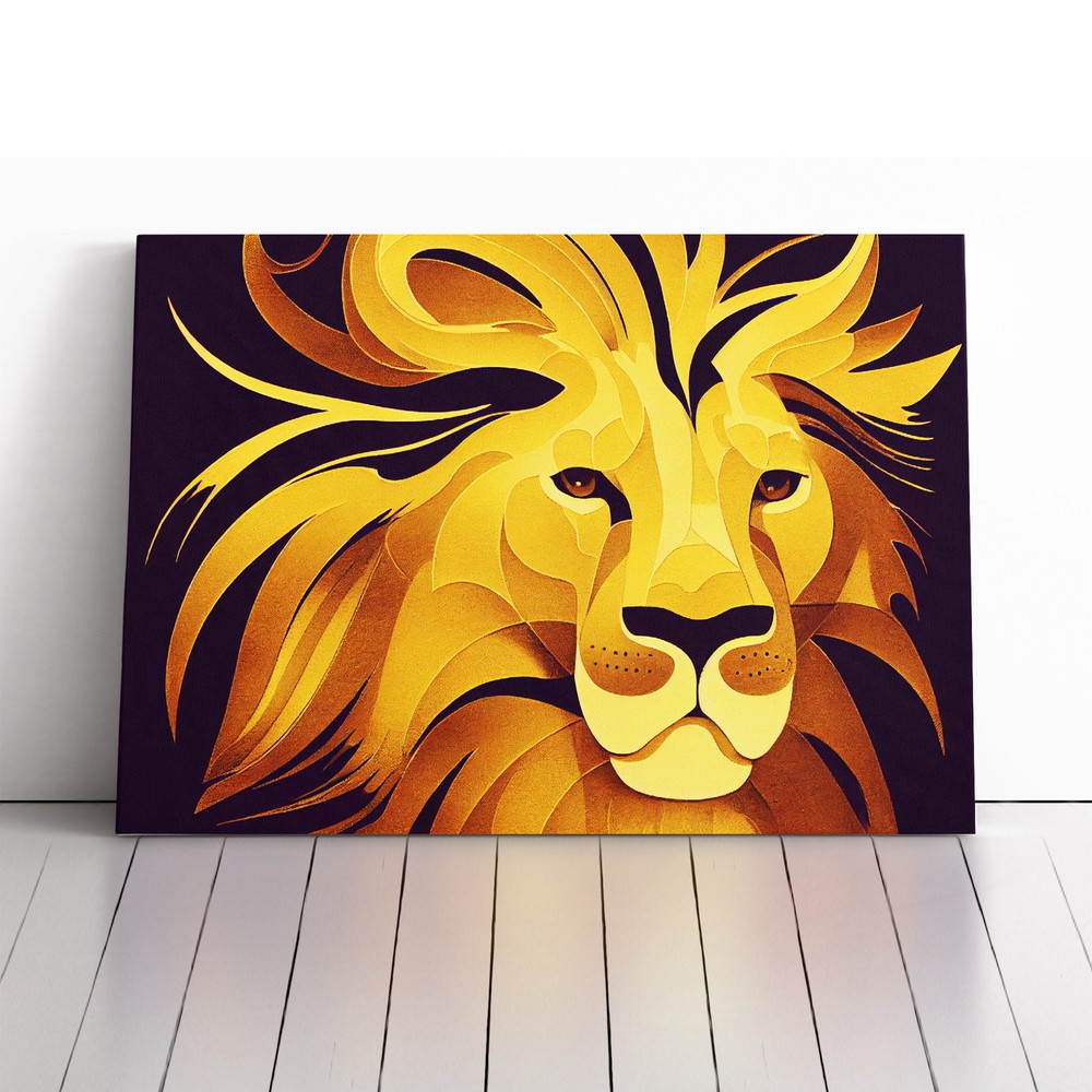 Delightful Abstract Lion Canvas Wall Art Print Framed Picture Decor Living Room