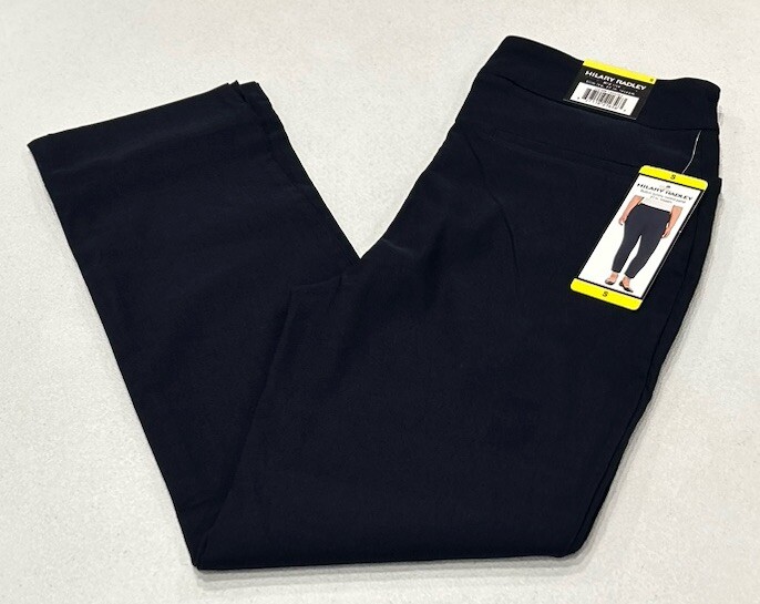Hilary Radley Women's Mid Rise Slim Leg Built-in Tummy Control Pants, Navy, S