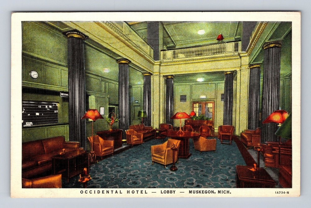 Muskegon MI-Michigan, Occidental Hotel, Advertising, Antique Vintage Postcard