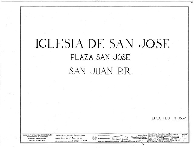 0. Cover sheet - Iglesia San Jose, Calle San Sebastian, San Juan, San Juan