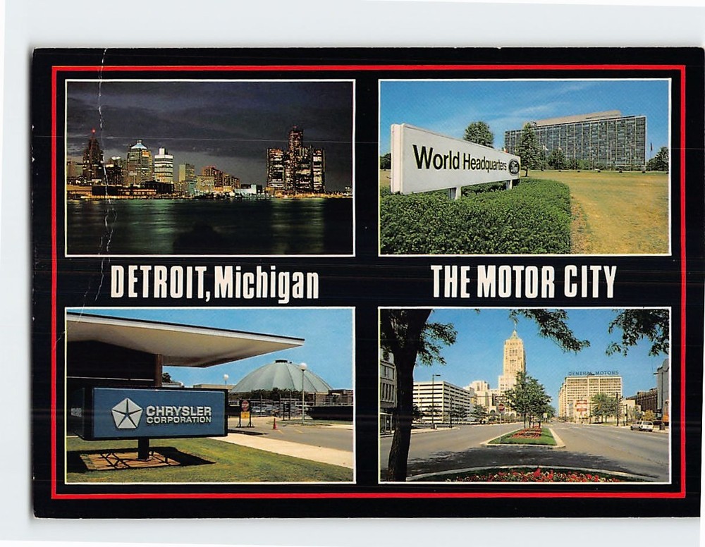 Postcard The Motor City Detroit Michigan USA