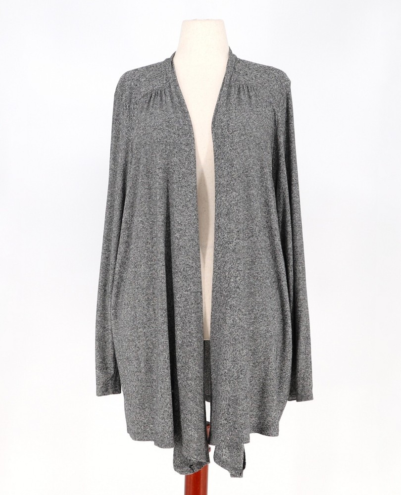 J.JILL Wearever Collection Open Front Draped Cardigan Heather Gray Size 3X