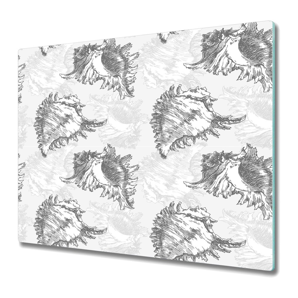 Glass Chopping Cutting Board Seashells Nature Delicate sea design 60x52