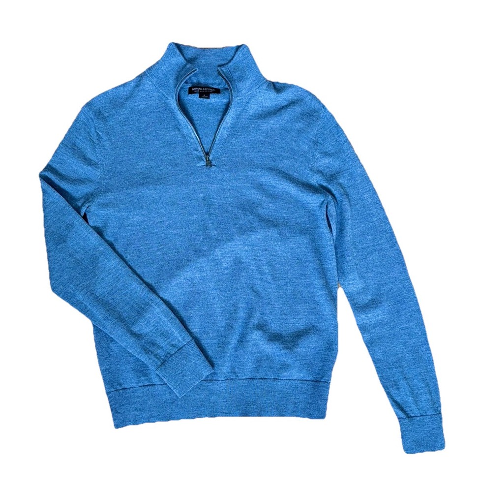 Banana Republic Extra Fine Merino Wool 1/4 Zip Pullover Sweater Blue Men’s Sz S