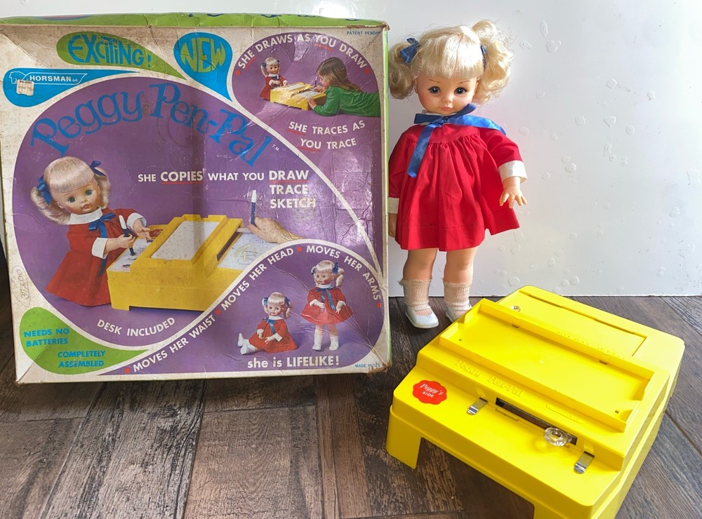 Vintage Horsman Peggy Pen Pal Doll Draw & Trace Desk 7001 w/ Original Box *READ