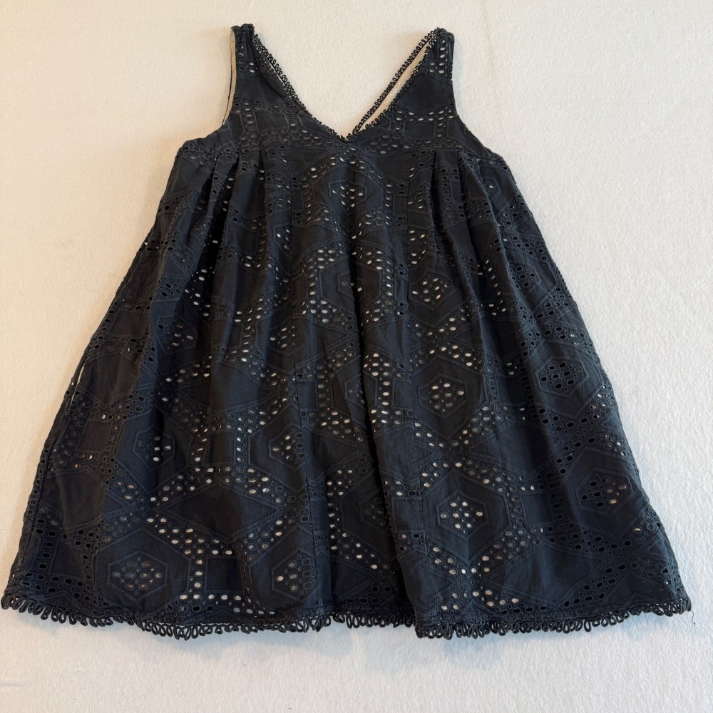 Maeve Eyelet Babydoll Mini Dress Women Medium Black