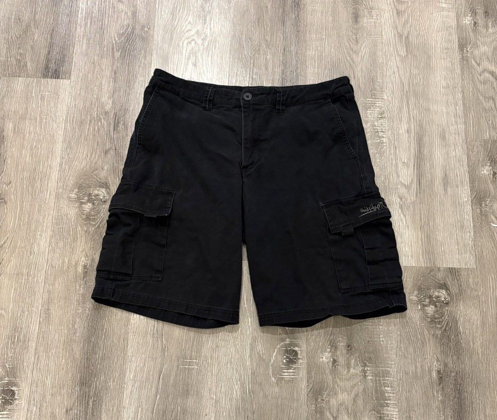 Quiksilver Y2K Cargo Shorts Mens 34 Black Utility Skate Surf Casual Cotton