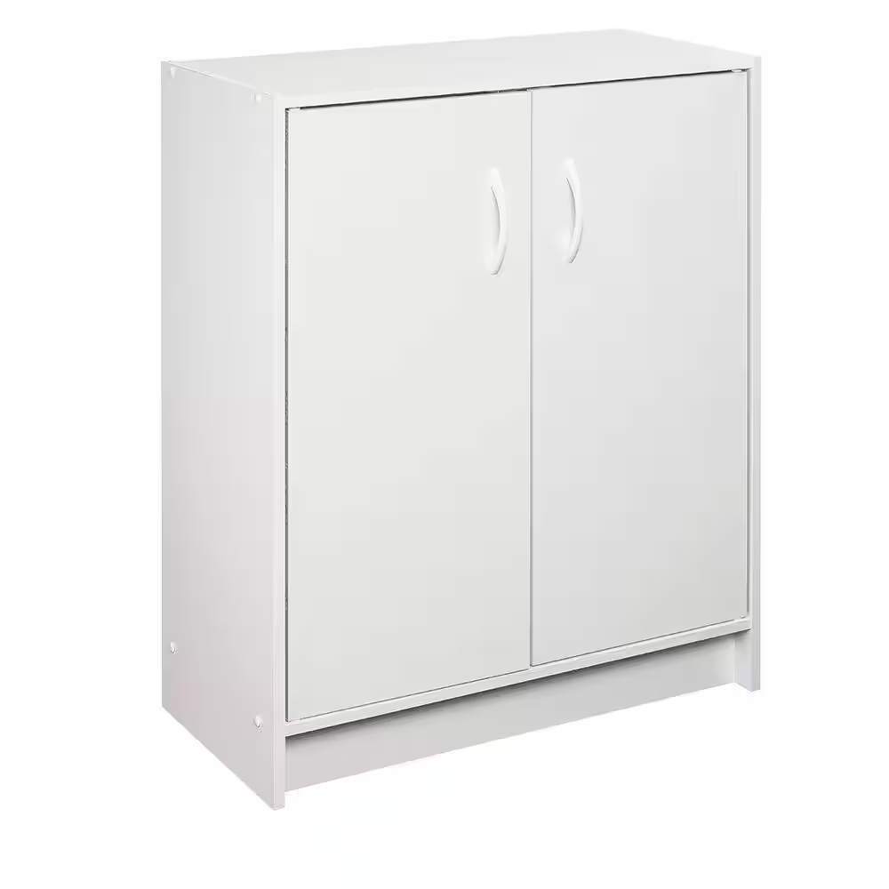 Stackable White Laminated Wood 2-Cube Door Organizer with Adjustable Shelves