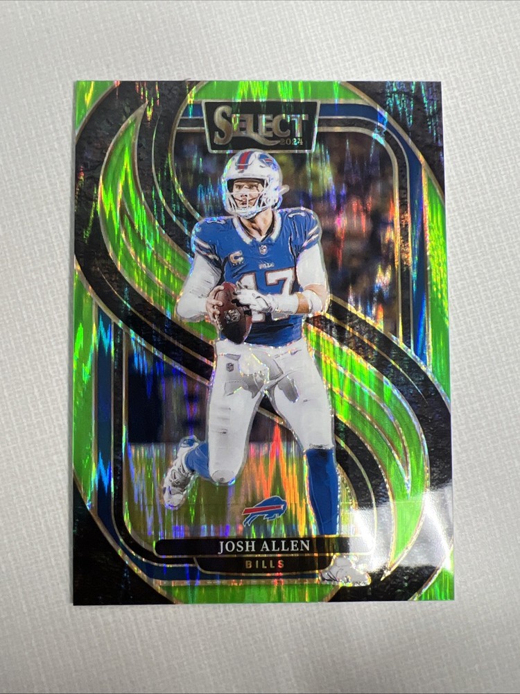 Josh Allen 2024 Panini Select #122 Neon Green Prizm Shock #/499 Bills