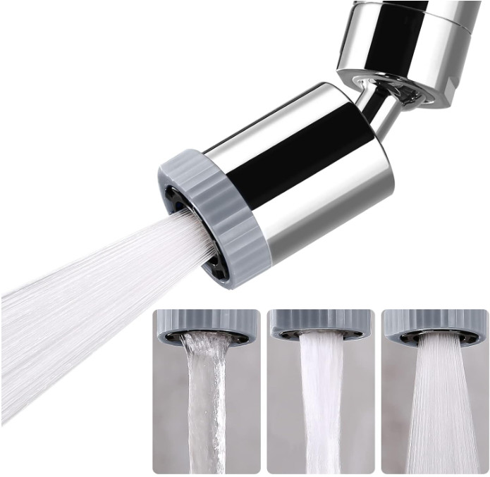 Aireador giratorio 360° de 3 funciones para grifo de cocina en cromo. extensor d