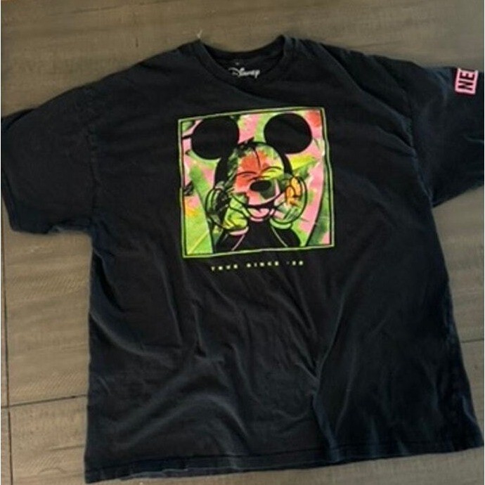 Disney Mickey Mouse NEFF Graphic T Shirt Men's XXL Black Cotton