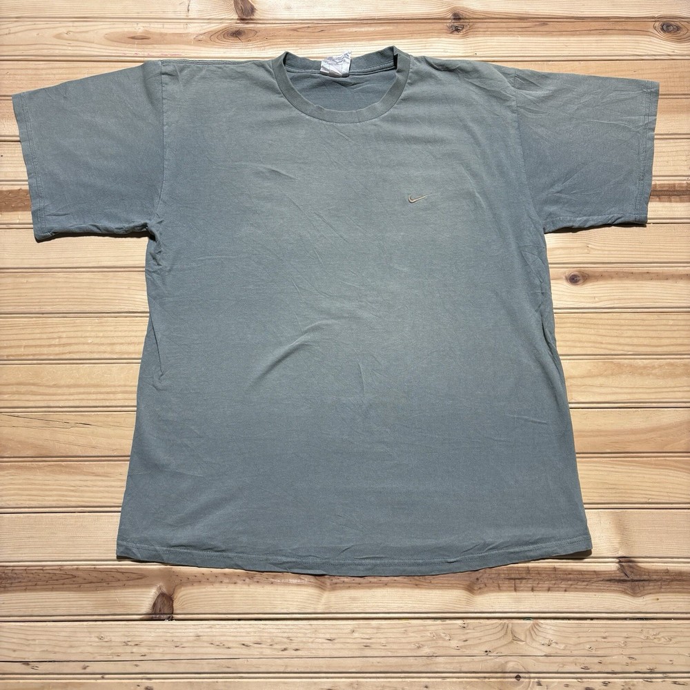 Vintage Nike Essential Embroidered Bronze Swoosh Faded Shirt Size M Grey Tag