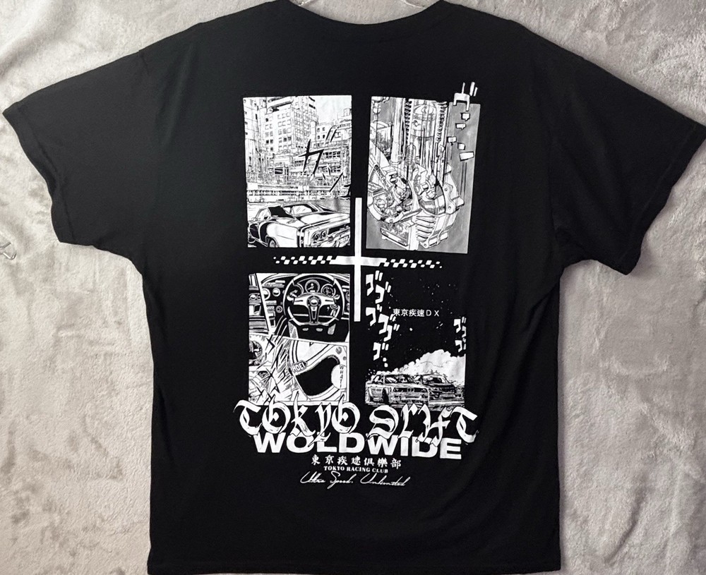 Fresh Laundry Tokyo Drift Worldwide Racing Graphic Tee Men’s Large Black JDM