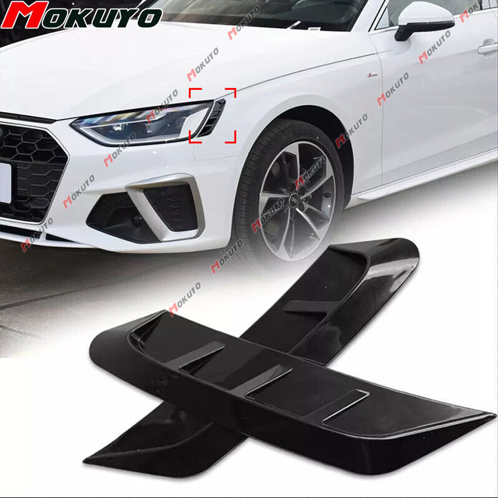 Gloss Black Soft TPU Front Right Left Headlights Air Vent Trim For Audi A4 RS4