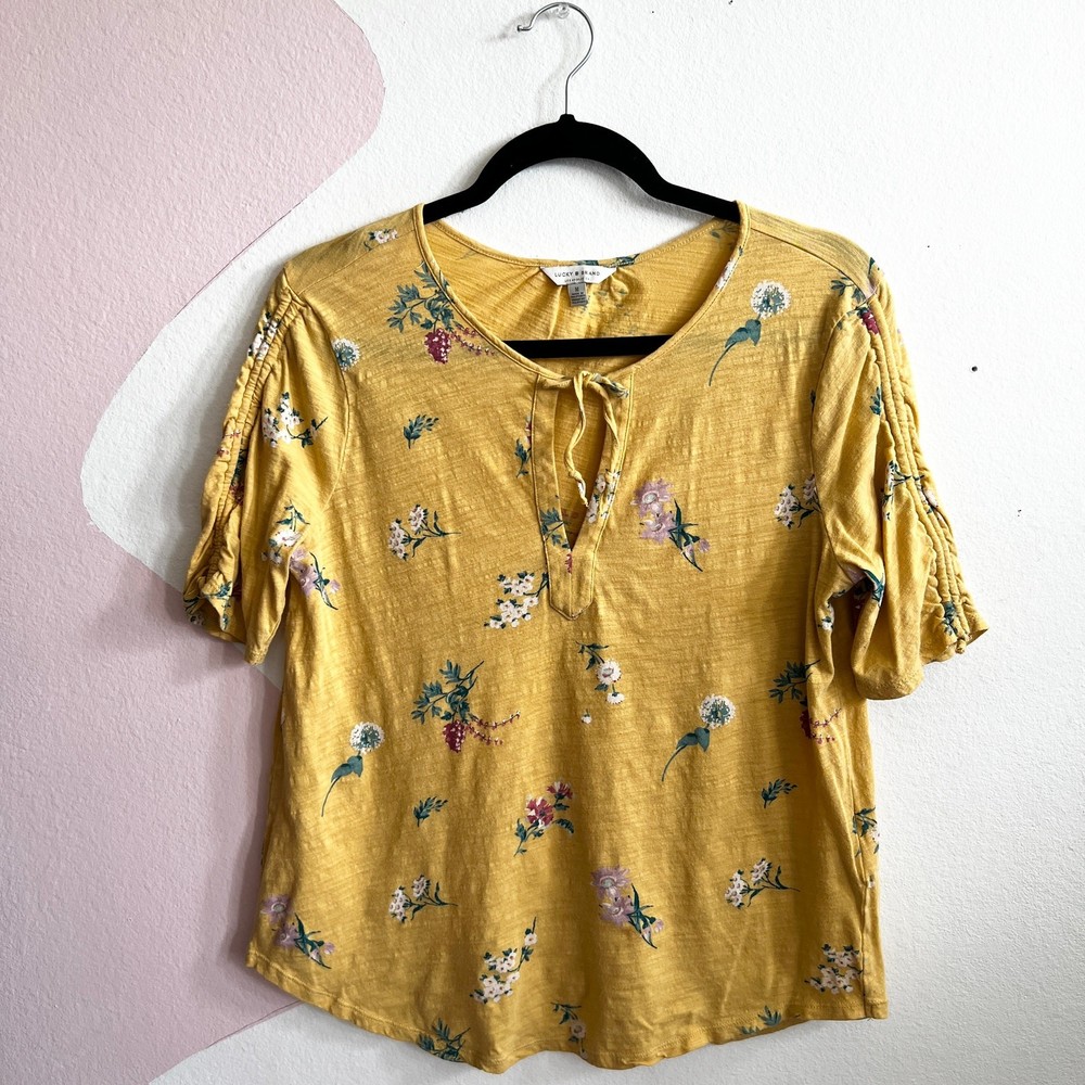 Lucky Brand Womens Floral Top Size Medium Boho Indie Festival Hippie