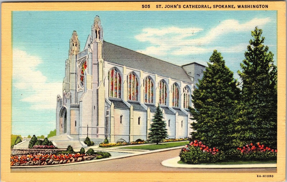 Spokane WA-Washington, St John Cathedral, Religion, Vintage Postcard
