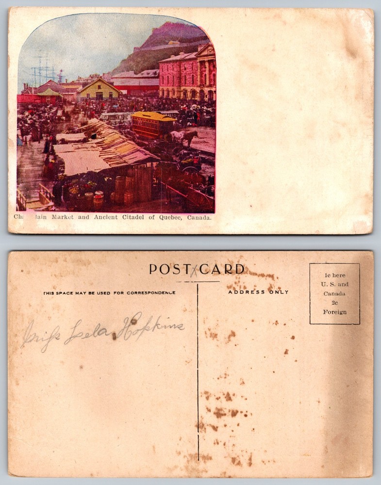Champlain Market Ancient Citadel Quebec Canada Postcard