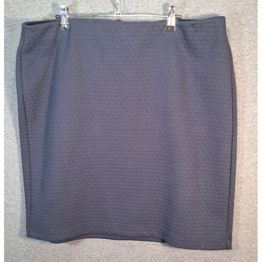 Loft Plus Pencil Skirt Sz 16 Navy Texture Cotton Stretch Elegant Office Career