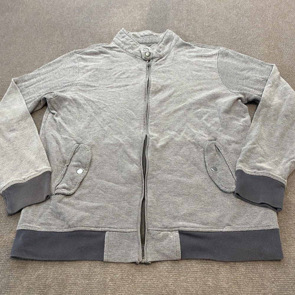 Banana Republic Jacket Mens Large Gray Bomber Full Zip Mock Neck Cotton Pockets