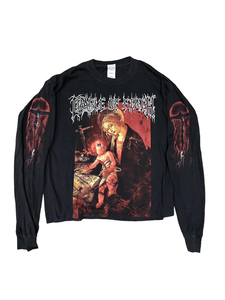 Cropped 2003 Craddle Of Filth Black Metal For Bastards Shirt Large Size