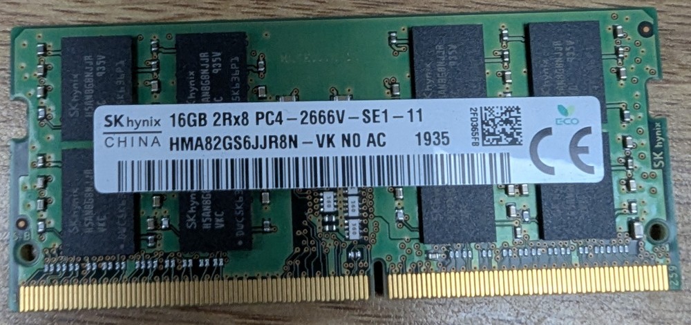 SK hynix 16GB DDR4 SDRAM PC4-2666V 260-Pin SO-DIMM ECC Registered