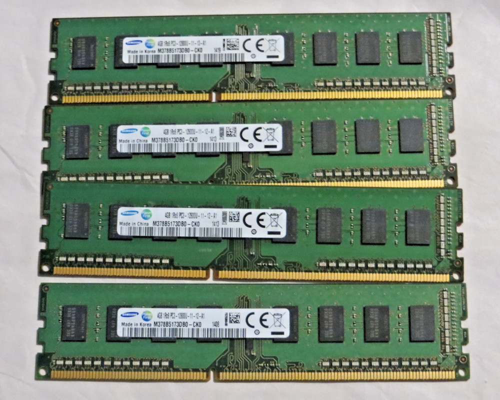 Samsung 16GB (4x4GB) 1Rx8 DDR3 PC3-12800U | Desktop RAM | M378B5173DB0-CK0