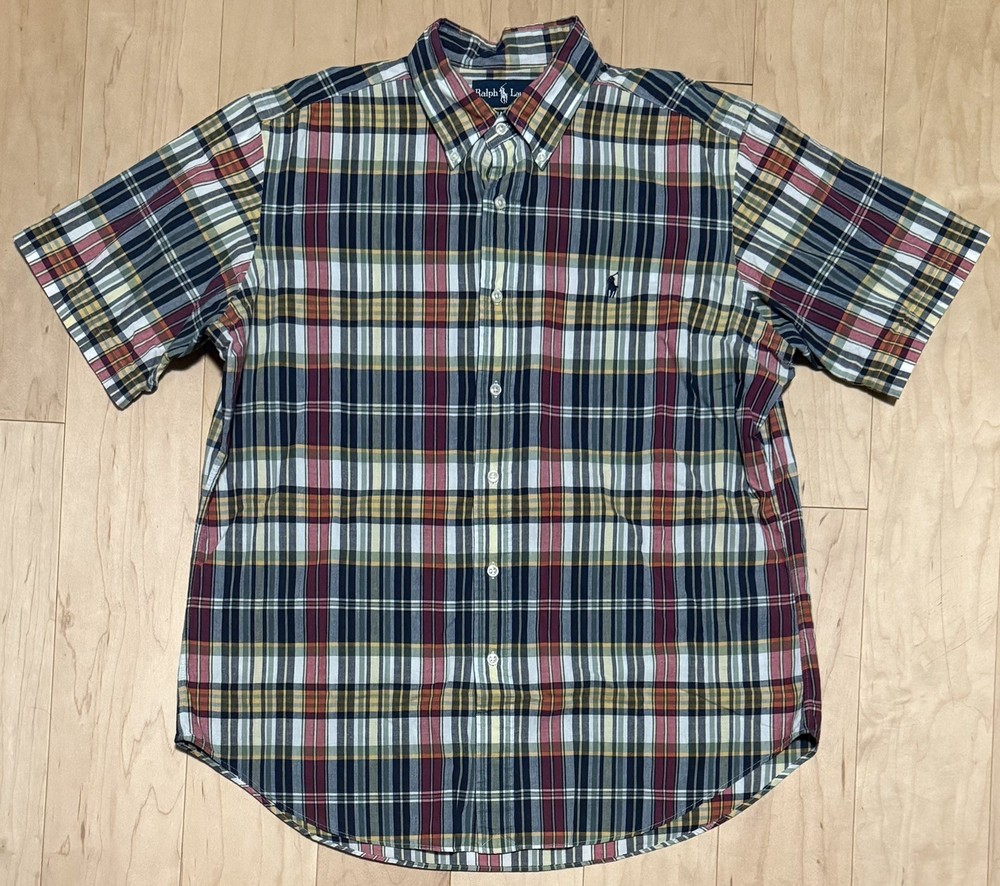 Polo Ralph Lauren Lightweight S/S Button Down Shirt Madras Plaid Pony Men’s L