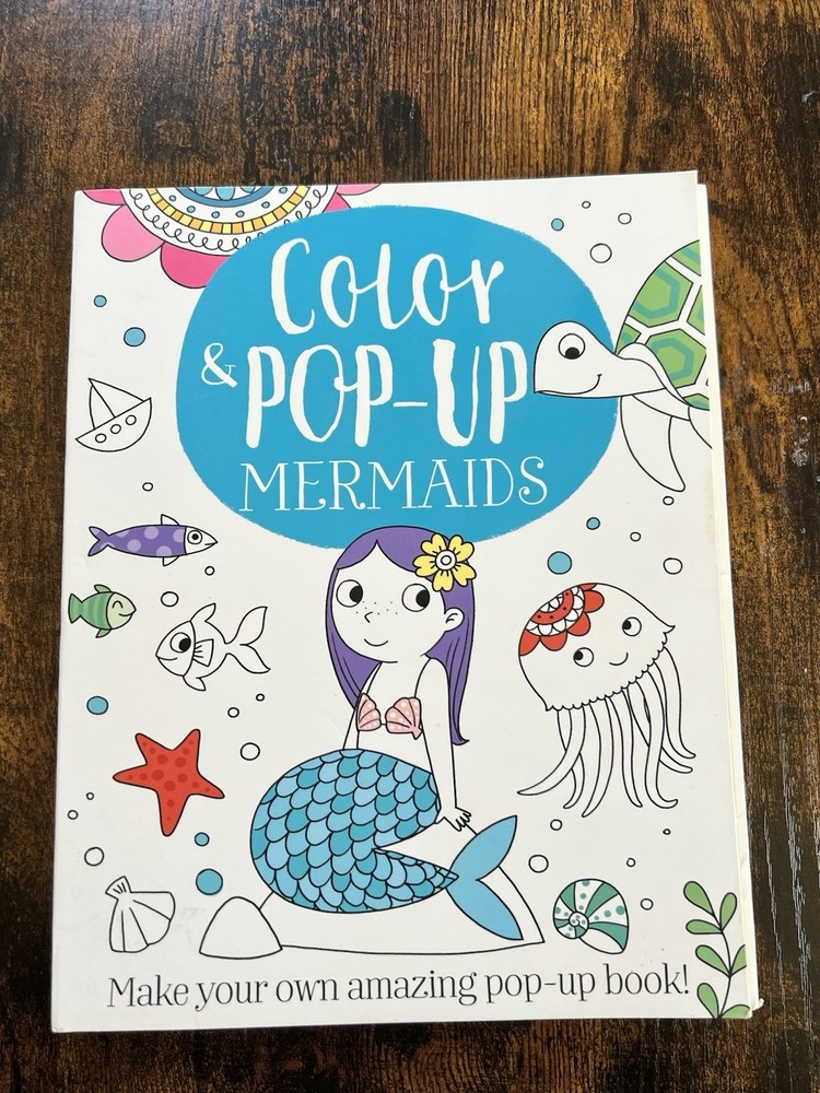 Color & Pop-up Mermaids by Elizabeth Golding (2019, Trade Paperback)