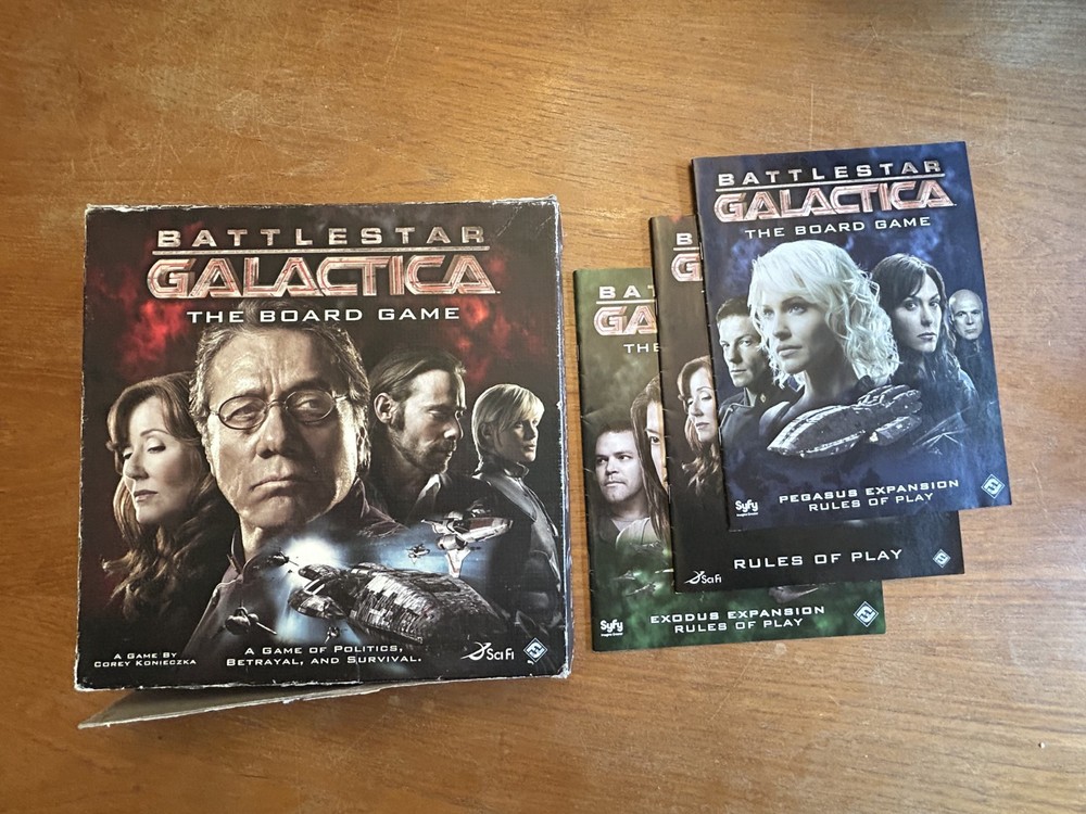 Battlestar Galactica Board Game + Pegasus + Exodus Expansions COMPLETE OOP