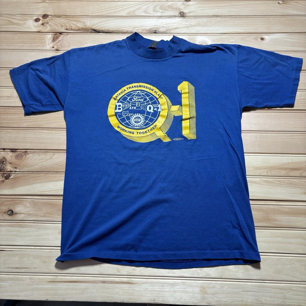 Vintage 80s Ford Q-1 Batavia Transmission Plant Shirt Size XL  Single Stitch