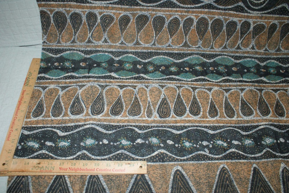 Aqua Blue and Brown Abstract Voile Ameritex Fabric 31x44 Inches-image