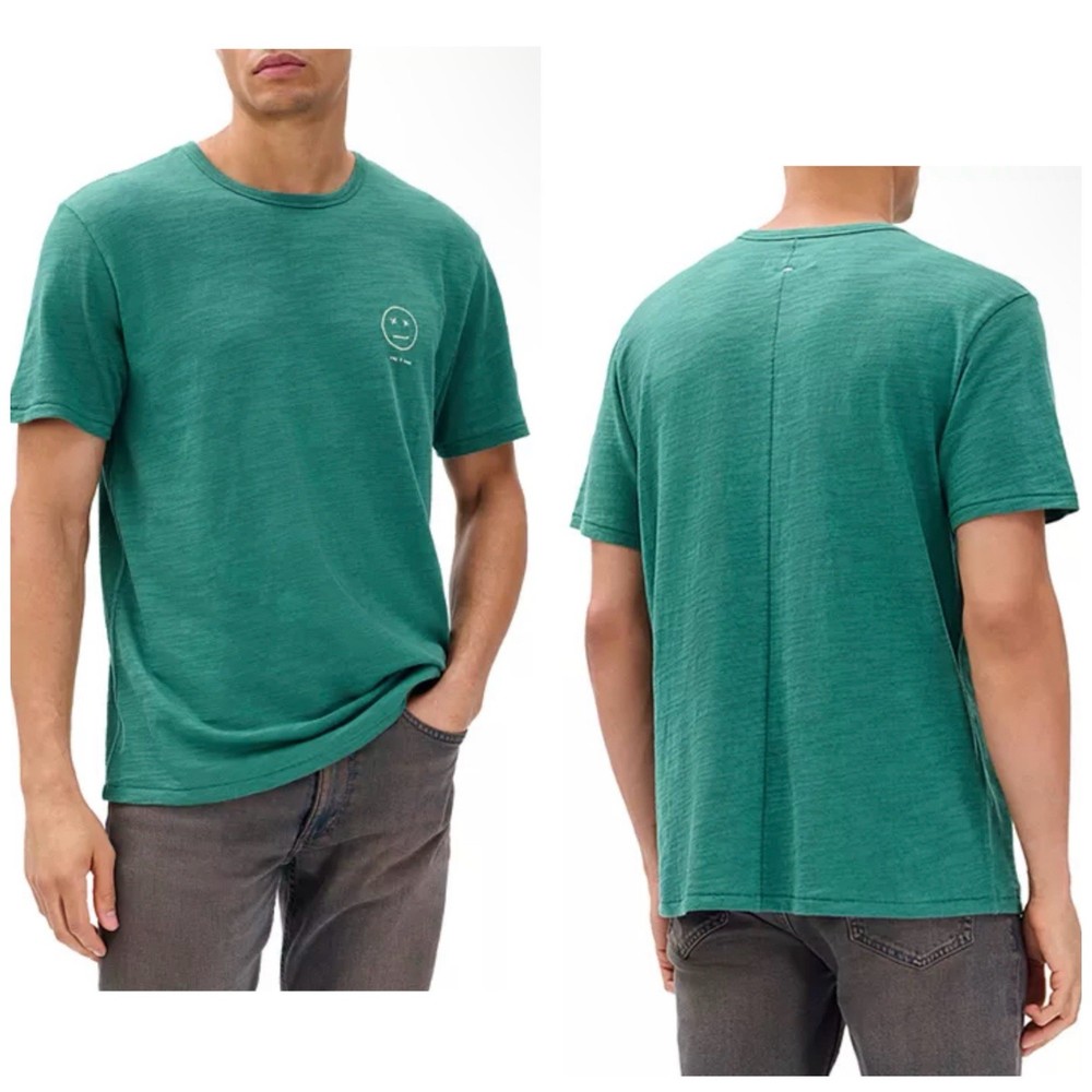 NWT Rag & Bone Sour Face Embroidered Tee In Pine Forest Size: Large