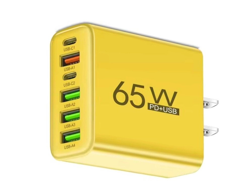 65W 6-Port Fast USB C Wall Charger Hub for Android Smartphones  