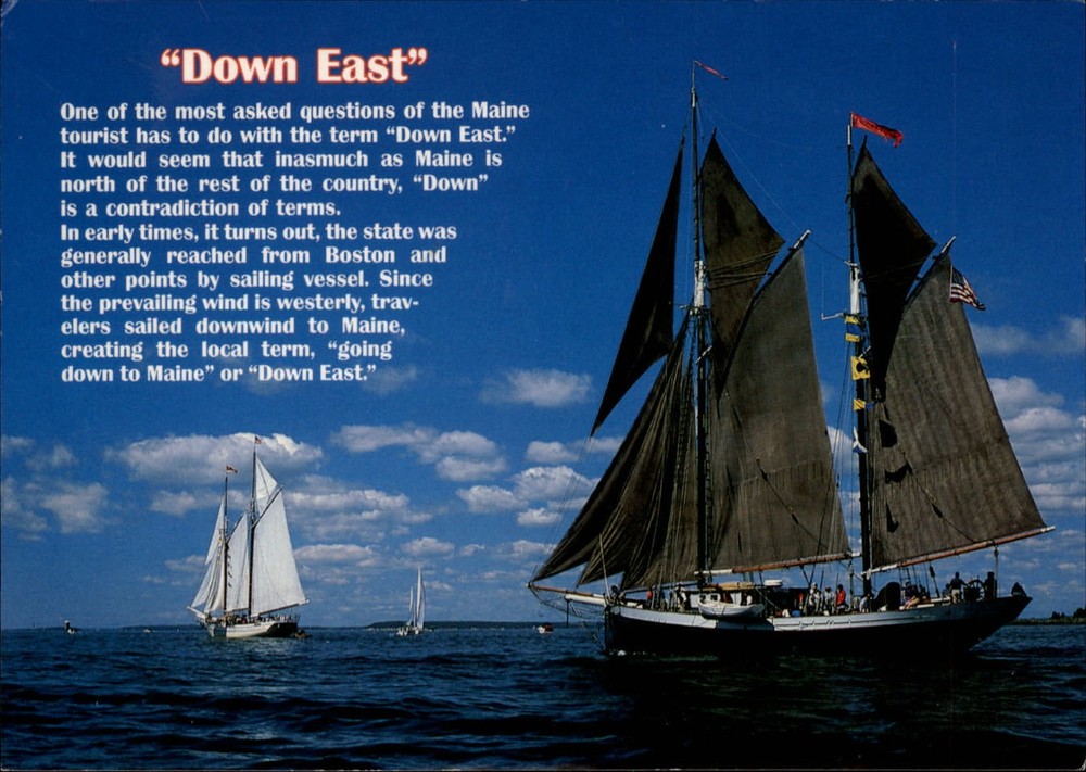 Maine Sail Windjammers term Down East definition ~ unused postcard sku929