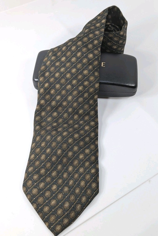 Ermenegildo Zegna Silk Vintage Tie Made in Italy Black & Gold Classic Luxury