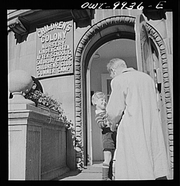 New York New York 1942 Children's Colony refugee school father son opening