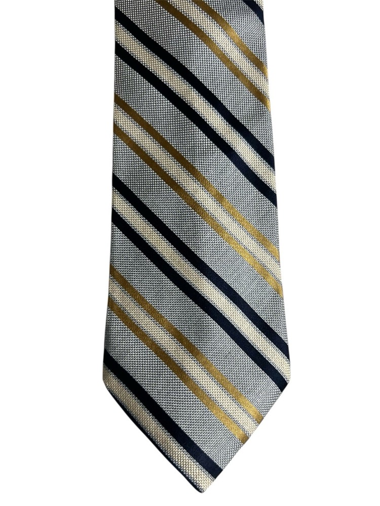 Tommy Hilfiger Men's Blue & Gold Striped Tie for Business Wedding or Office Events  